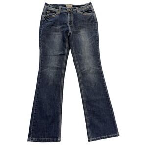 Earl Jean Straight Jeans Womens 10 Blue Med Wash‎ Mid Rise Embroidered 32x31
